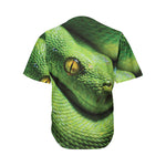 Green Tree Python Snake Print Men's Baseball Jersey