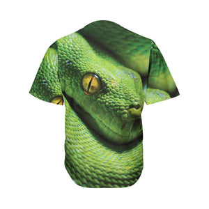 Green Tree Python Snake Print Men's Baseball Jersey