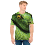 Green Tree Python Snake Print Men's T-Shirt