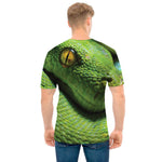 Green Tree Python Snake Print Men's T-Shirt