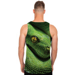 Green Tree Python Snake Print Men's Tank Top