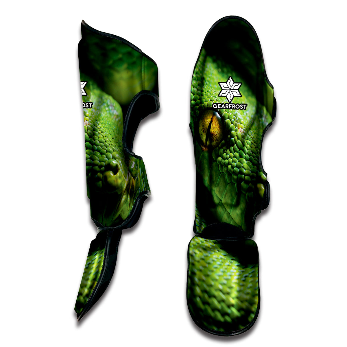 Green Tree Python Snake Print Muay Thai Shin Guard