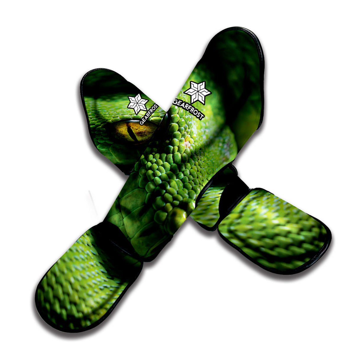 Green Tree Python Snake Print Muay Thai Shin Guard