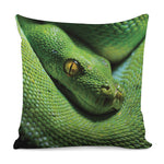 Green Tree Python Snake Print Pillow Cover