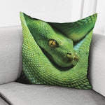 Green Tree Python Snake Print Pillow Cover