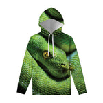 Green Tree Python Snake Print Pullover Hoodie