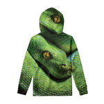 Green Tree Python Snake Print Pullover Hoodie