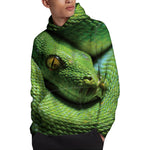 Green Tree Python Snake Print Pullover Hoodie