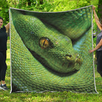 Green Tree Python Snake Print Quilt