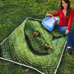 Green Tree Python Snake Print Quilt