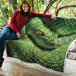 Green Tree Python Snake Print Quilt