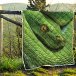 Green Tree Python Snake Print Quilt