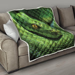Green Tree Python Snake Print Quilt