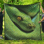 Green Tree Python Snake Print Quilt