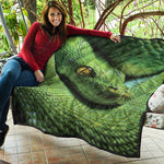 Green Tree Python Snake Print Quilt