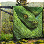 Green Tree Python Snake Print Quilt