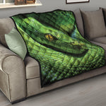 Green Tree Python Snake Print Quilt