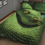 Green Tree Python Snake Print Quilt Bed Set