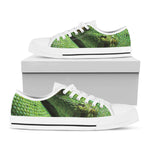 Green Tree Python Snake Print White Low Top Shoes