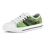 Green Tree Python Snake Print White Low Top Shoes