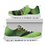 Green Tree Python Snake Print White Sneakers