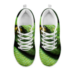 Green Tree Python Snake Print White Sneakers