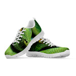 Green Tree Python Snake Print White Sneakers