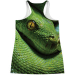 Green Tree Python Snake Print Women's Racerback Tank Top