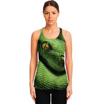Green Tree Python Snake Print Women's Racerback Tank Top