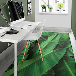 Green Tropical Banana Palm Leaf Print Area Rug