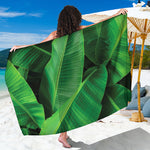 Green Tropical Banana Palm Leaf Print Beach Sarong Wrap