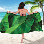 Green Tropical Banana Palm Leaf Print Beach Sarong Wrap