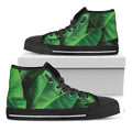 Green Tropical Banana Palm Leaf Print Black High Top Sneakers