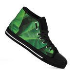 Green Tropical Banana Palm Leaf Print Black High Top Shoes