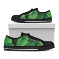 Green Tropical Banana Palm Leaf Print Black Low Top Sneakers