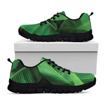 Green Tropical Banana Palm Leaf Print Black Sneakers