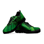 Green Tropical Banana Palm Leaf Print Black Sneakers