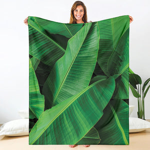 Green Tropical Banana Palm Leaf Print Blanket