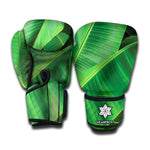 Green Tropical Banana Palm Leaf Print Boxing Gloves