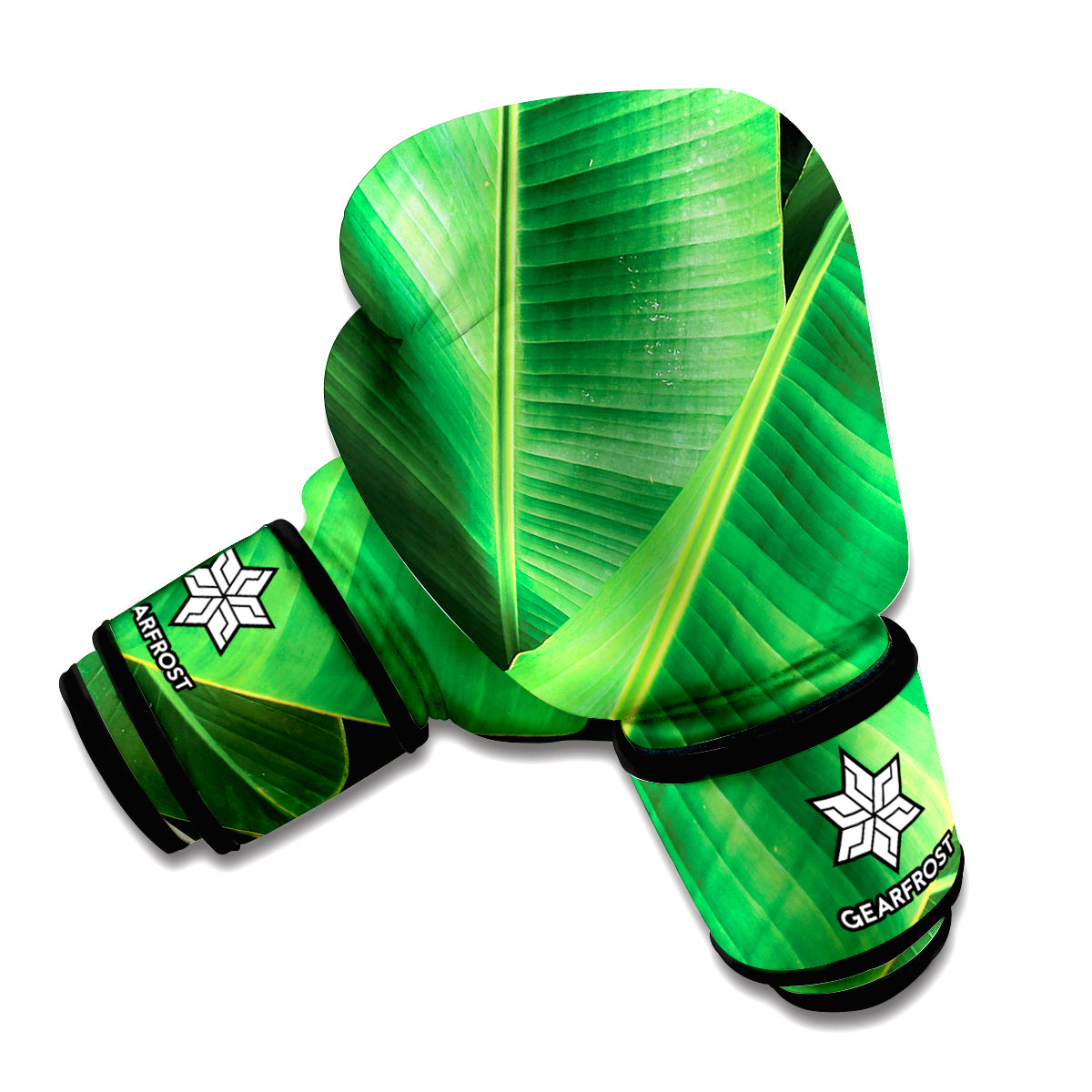 Green Tropical Banana Palm Leaf Print Boxing Gloves