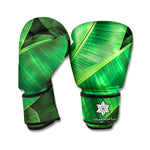 Green Tropical Banana Palm Leaf Print Boxing Gloves
