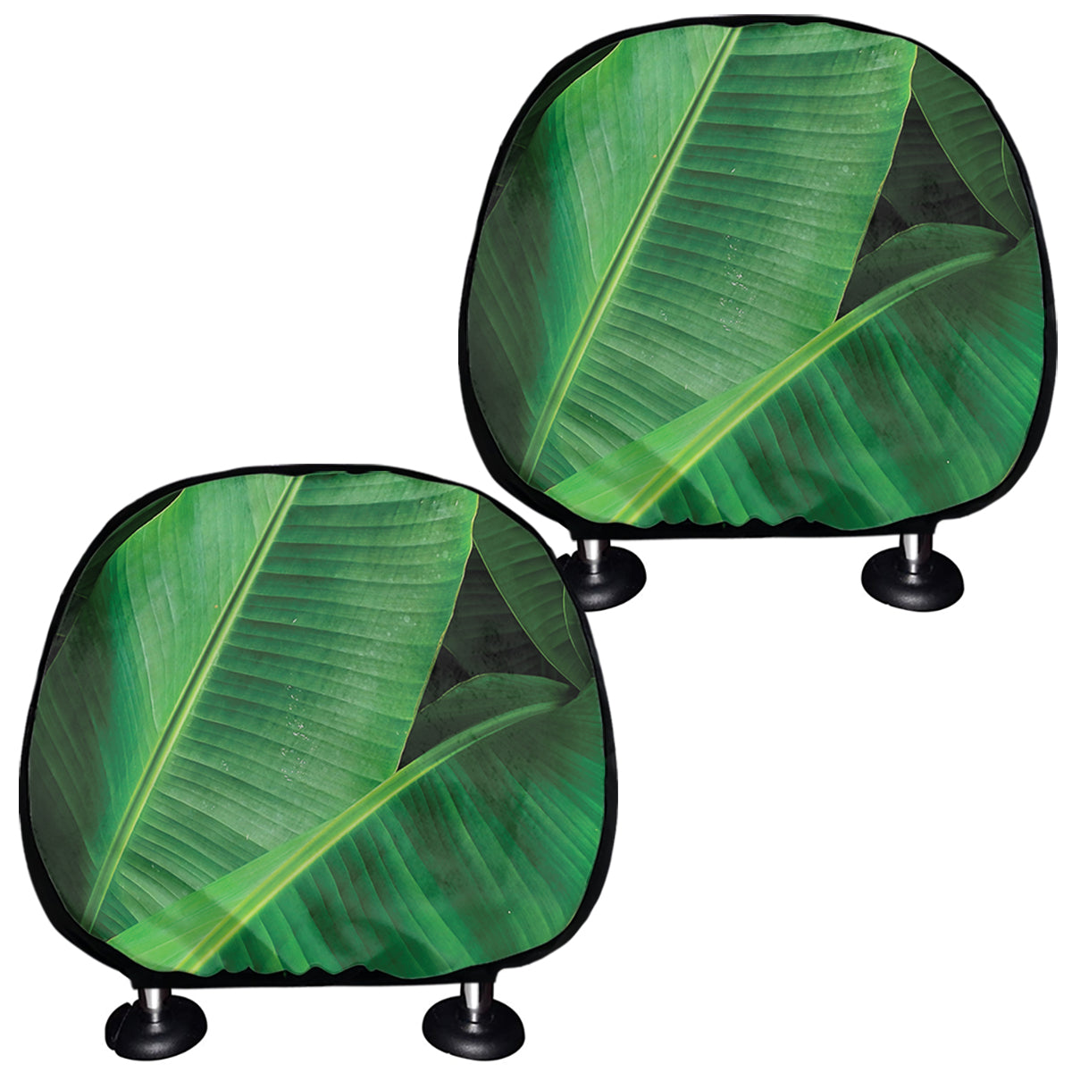 Green Tropical Banana Palm Leaf Print Car Headrest Covers