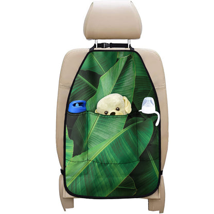 Green Tropical Banana Palm Leaf Print Car Seat Organizers