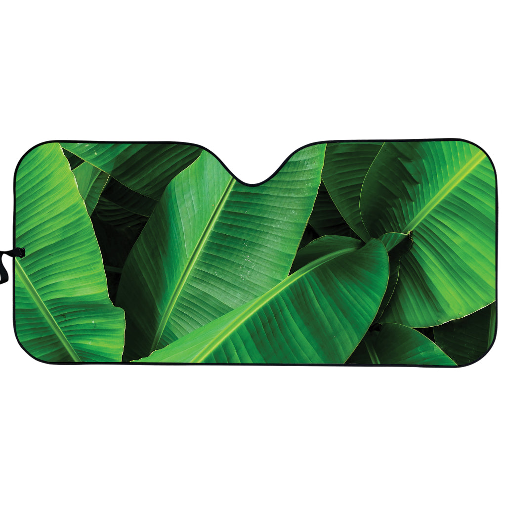 Green Tropical Banana Palm Leaf Print Car Sun Shade