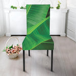 Green Tropical Banana Palm Leaf Print Dining Chair Slipcover