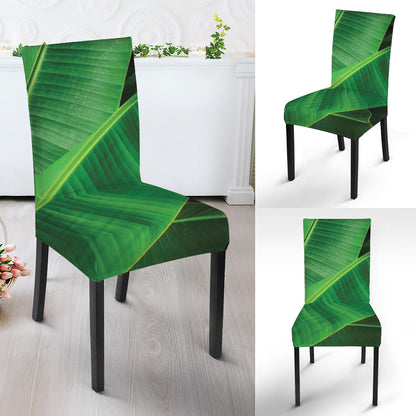 Green Tropical Banana Palm Leaf Print Dining Chair Slipcover