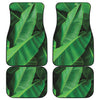 Green Tropical Banana Palm Leaf Print Front and Back Car Floor Mats