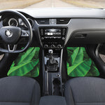 Green Tropical Banana Palm Leaf Print Front Car Floor Mats