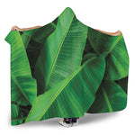 Green Tropical Banana Palm Leaf Print Hooded Blanket