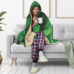 Green Tropical Banana Palm Leaf Print Hooded Blanket